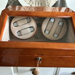 Luxury Wooden Watch Winder Box - Holds 10 Watches - 2 Automatic Winders - Lock & Key