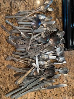 Lot of 89 pieces flatware silverware MCM Vintage Antique mixed