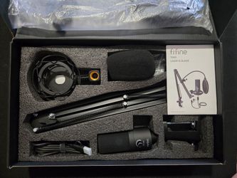 FIFINE Studio Condenser USB Microphone Computer PC Microphone Kit with Adjustable Boom Arm Stand Shock Mount for Instruments Voice Overs Recording Pod