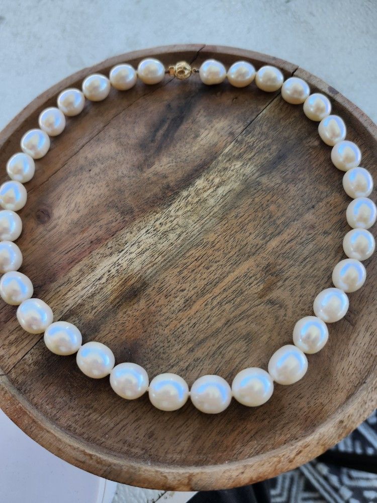 14k Natural Pearl Choker Necklace 