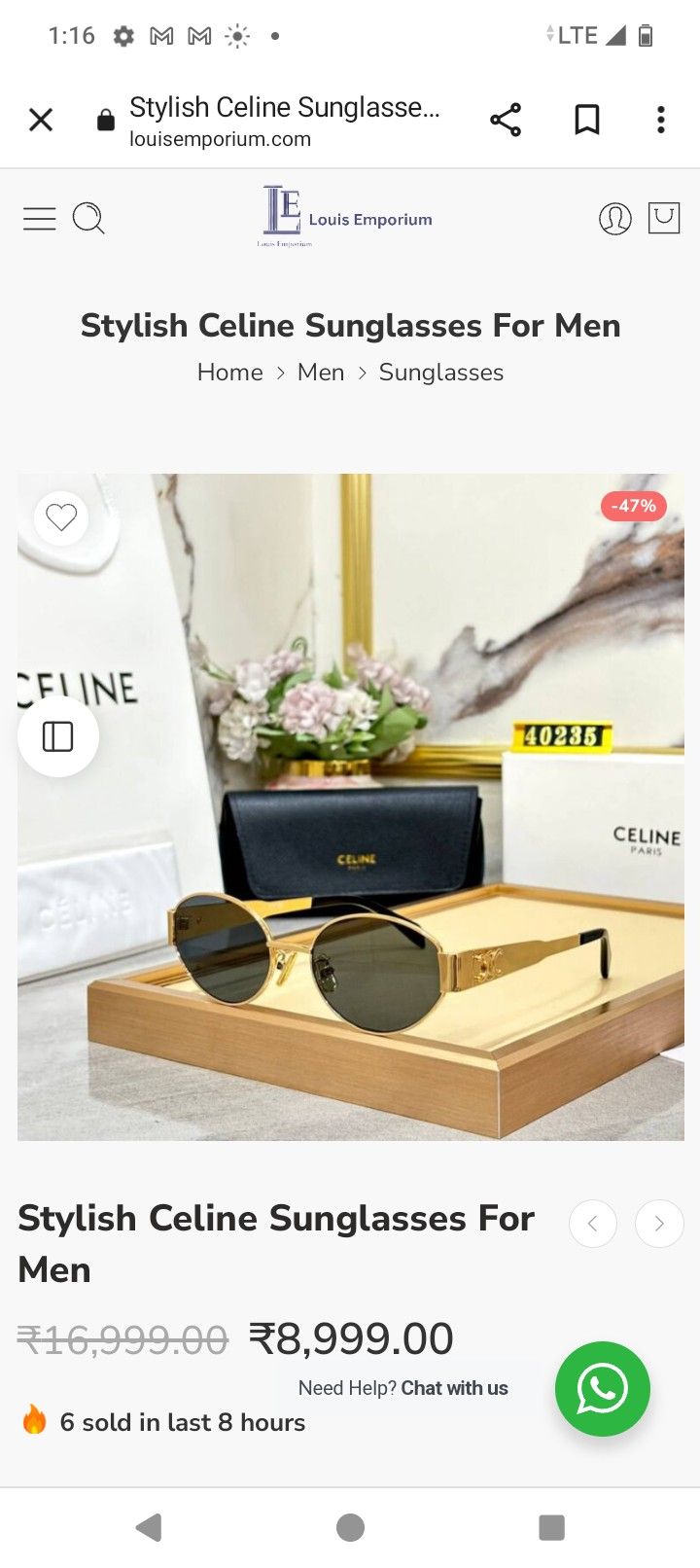 Gold Men's Sunglasses