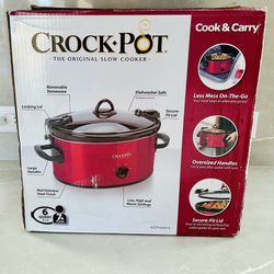 Crock-Pot Cook & Carry 6-Quart Slow Cooker, Red, New in Box
