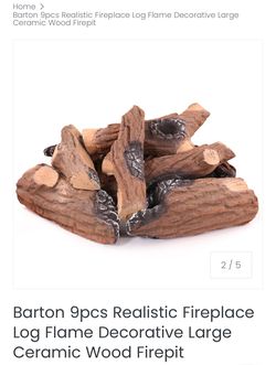 Barton 9pcs Realistic Fireplace Log Flame Decorative Large Ceramic Wood Firepit
