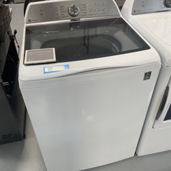 GE Profile White 5.0 Cu. Ft. Washer With Smarter Wash Technology And FlexDispense