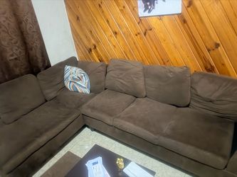 Brown Microfiber L-Shaped Sectional Sofa