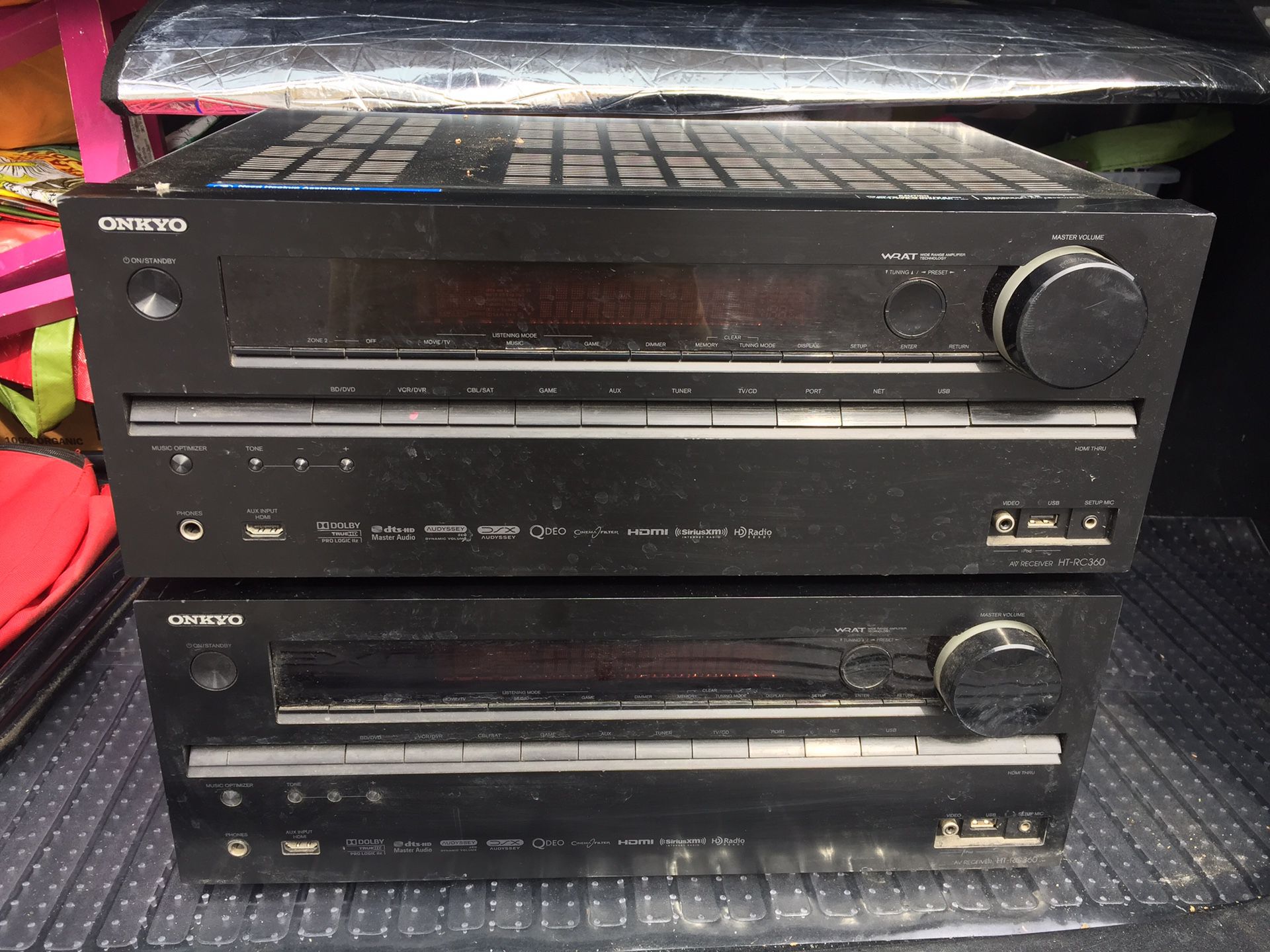 LOT OF 2 ONKYO HT-RC360 AV RECEIVER HDMI ( POWER ON , NO SOUND ) SOLD FOR PART OR REPAIR