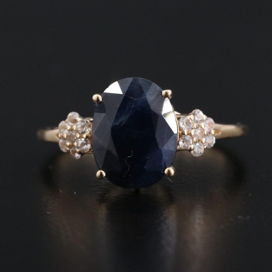 14K Blue and White Sapphire Ring