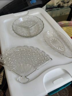 Vintage Pressed Glass Serving Dishes Set of 3