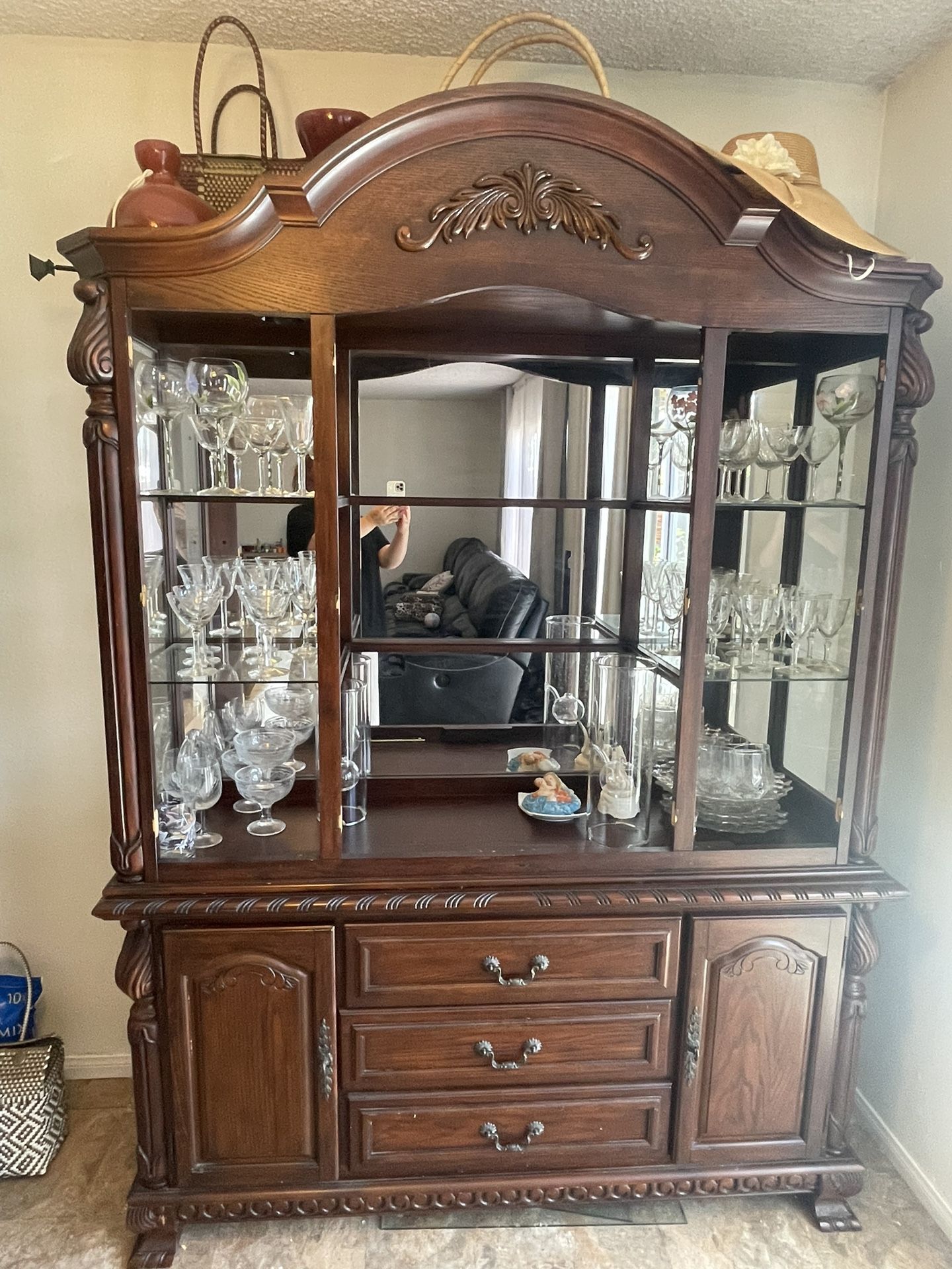2piece China Buffet Solid Wood