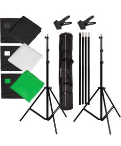 Three Prism 10x20' Backdrops and The Ravelli Full Size 10x12' Background Stand Set