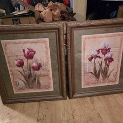 Vintage Red Tulip & Iris Frames