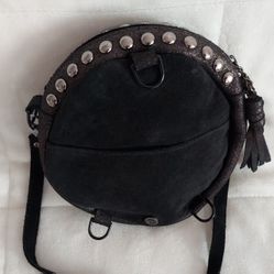 Leatherock Black Suede Crossbody Bag With Studs