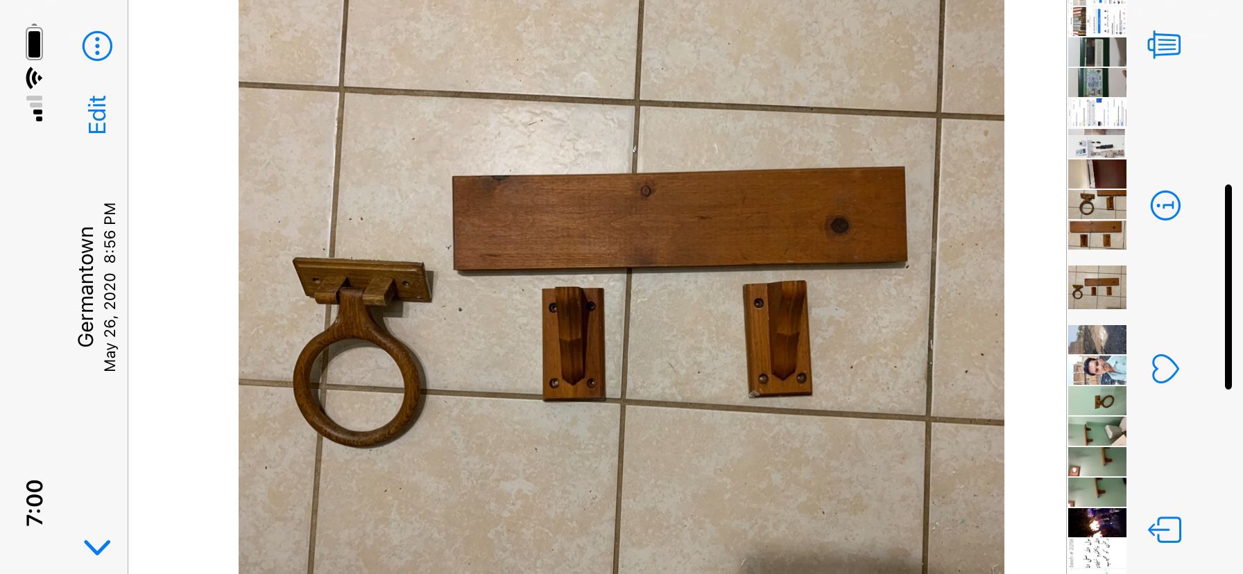 Wood bathroom set in a rustic oak finish towel ring & Wall Shelf