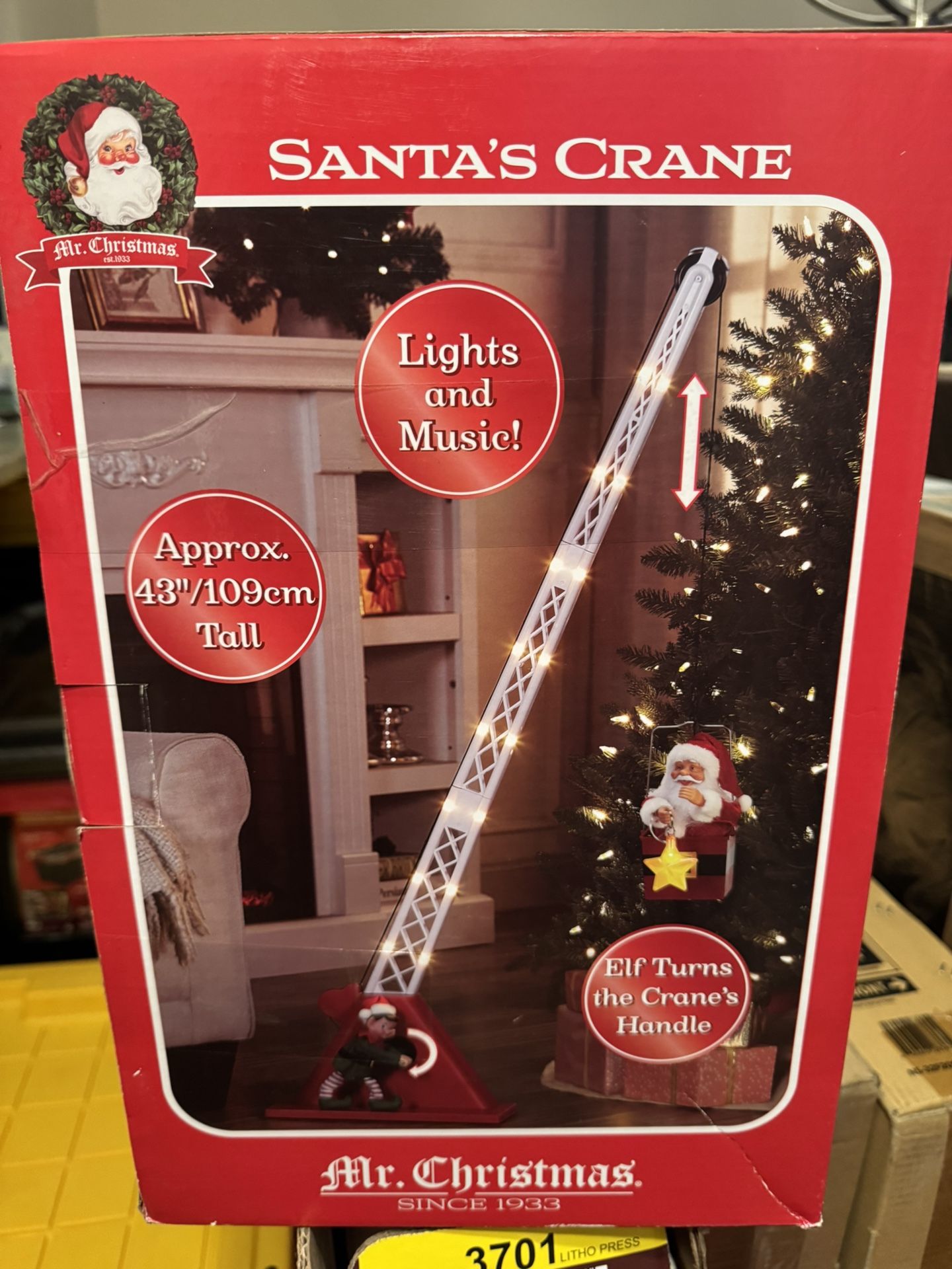 Mr. Christmas 44in Animated Christmas Crane with Santa