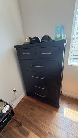 Black Tall Dresser with 6 Drawers