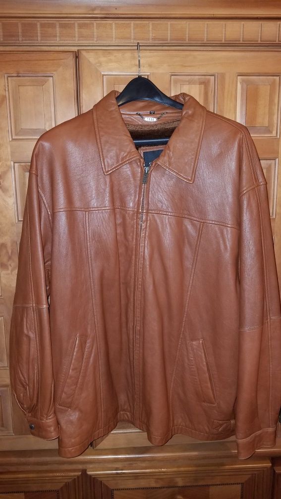 Men's Soft Leather Cognac/Light Brown Size 3XL Jacket