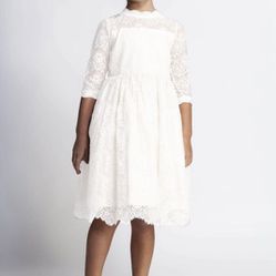 Girl’s White Lace Dress Gown • Size 14/16 • Bridesmaid, Flower Girl, Easter, Or Baptism Communion