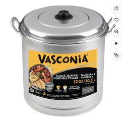 Vasconia Aluminum 32qt Steamer Pot with Lid & Masa Spreaders