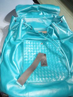 Bottega Veneta Intrecciato Leather Backpack Blue