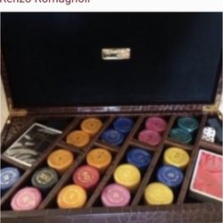 New Luxury Renzo Romagnoli Poker Set Genuine Real Leather Large