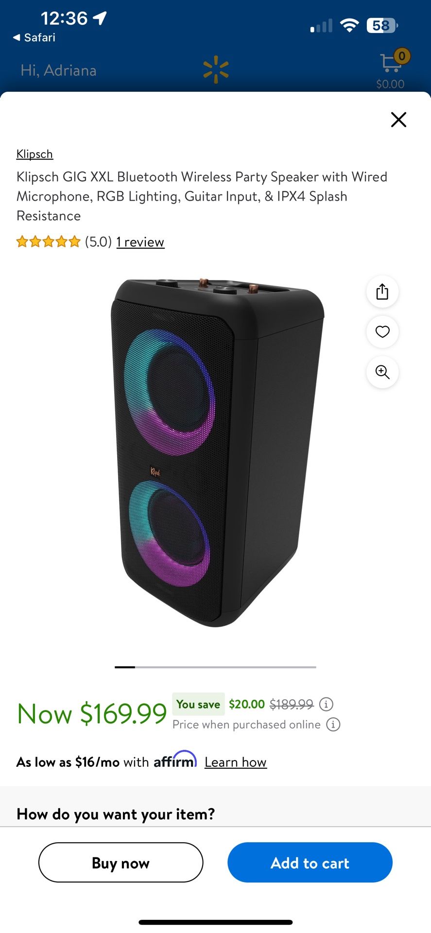 Klipsch GIG XXL Bluetooth Wireless Party Speaker