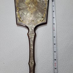 Vintage Art Deco Mirror Hand Held Pearlized