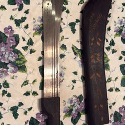 Vintage Robert Mole & Sons Birmingham Machete 28 inches With Carved Wood Handle & Sheath JAMAICA WI