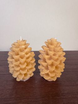 Orange Designer Pinecone Candles