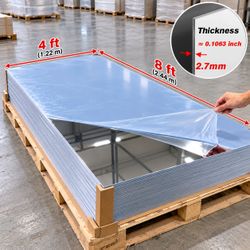 Silver Mirror Acrylic Sheet – 4 x 8 FT (48" x 96"), 2.7mm (7/64") Thick, Reflective Plexiglass