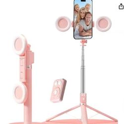 Selfie Stick Tripod with Fill Light, 67” Extendable