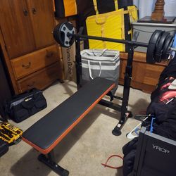 Weight Bench With 50lbs Weights 