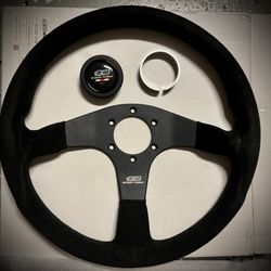 Mugen Suede Steering Wheel With Horn Momo