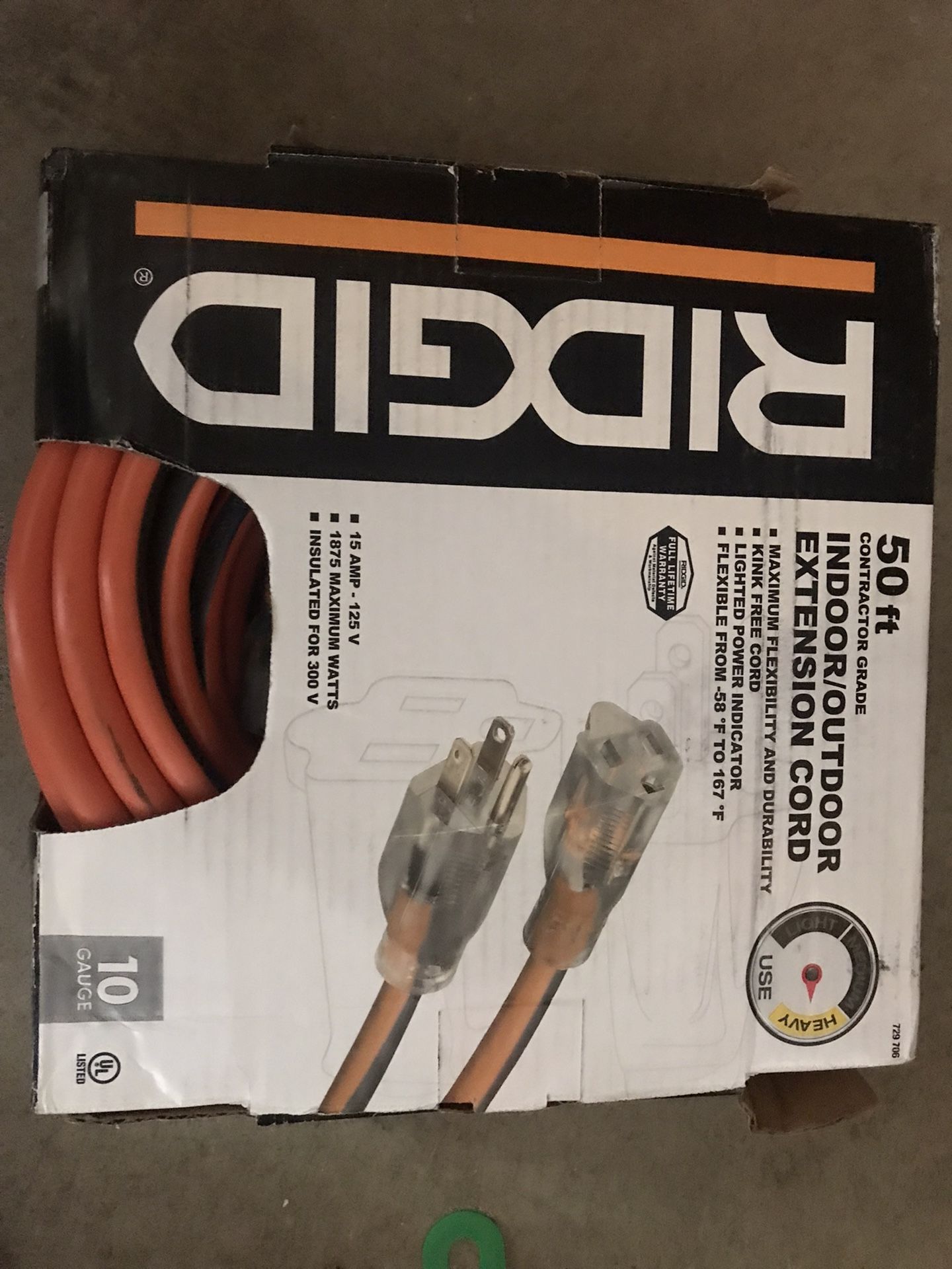 Rigid 50 Ft. 10 Gauge Extension Cord