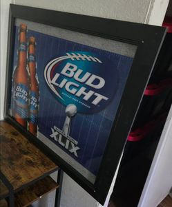 Bud Light Super Bowl XLIX Collectible Framed Breweriana Mirror Decor