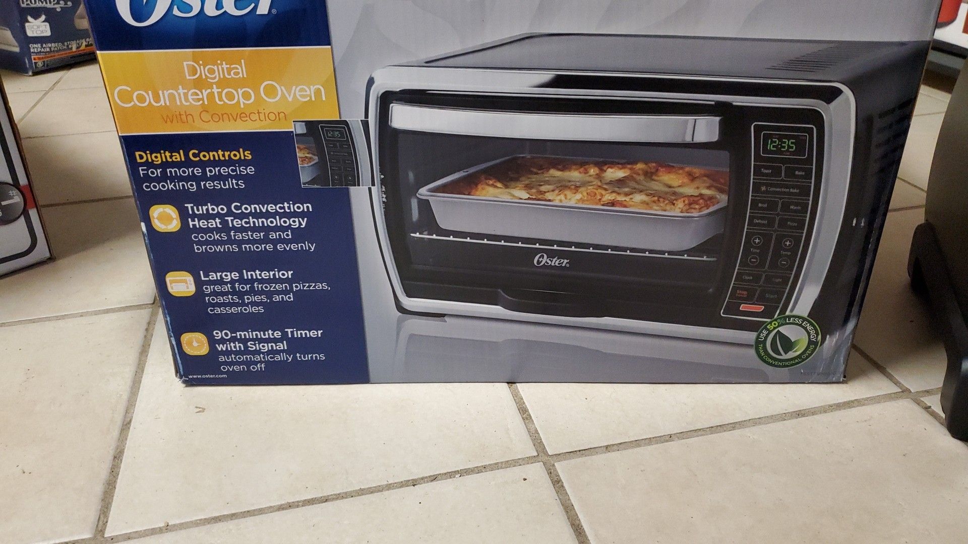 oster large capacity countertop 6slice digital convection toaster oven, black/polished