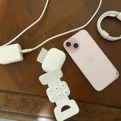 Apple iPhone 15 Mini Pink With Brand New And REAL 2nd Generation Pro AirPods And Charger