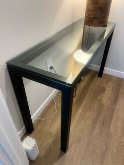 Crate & Barrel Metal and Glass Console Table