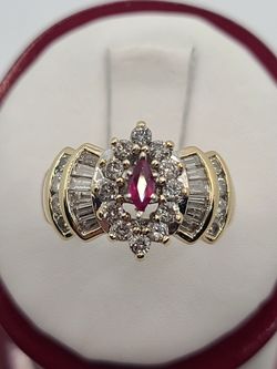 14k gold diamond ruby ring