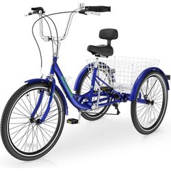 MOONCOOL Adult Tricycles 7 Speed, 20/24/26 inch 3 Wheel Bikes, Three-Wheeled Bicycles Cruise Trike with Shopping Basket for Seniors, Women, Men, Teena