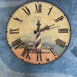 Nautical Wall Clock Battery Operated Lighthouse Beach 18” Dia Deco Theme