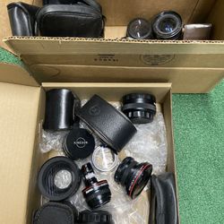 Boxes Of Vintage Dslr Photography Lenses Camera Equipment Lot Lens Focus And Cases 