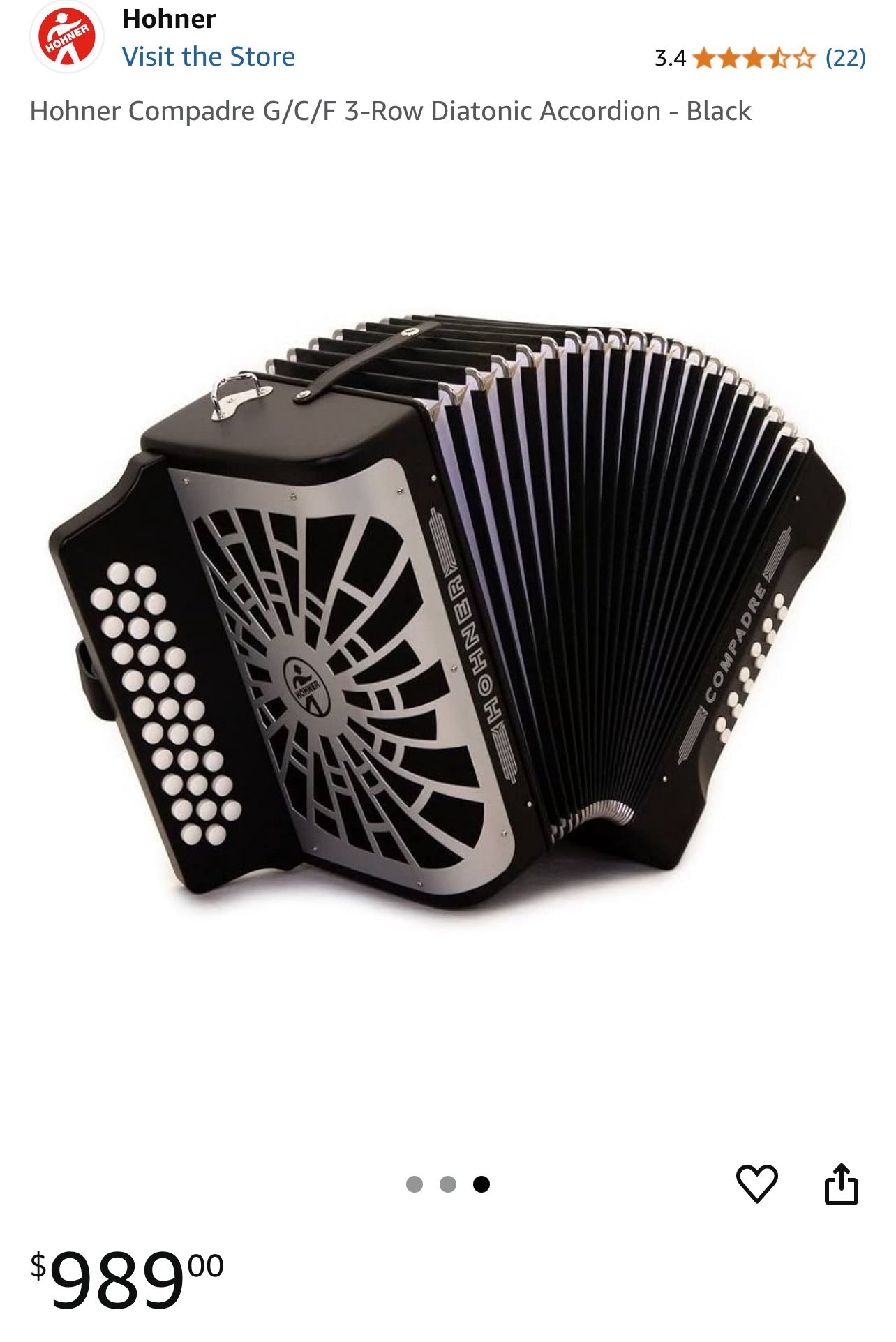 Hohner Compadre Accordeon gcf used once or twice