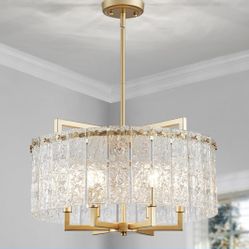 New D20''Crystal Luxury 6-Light Chandelier Style Pendant Fixture Adjustable Height Dimmable 