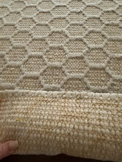 Cream Woven Area Rug with Honeycomb Pattern