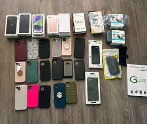 iPhone cases, empty boxes, and screen protectors