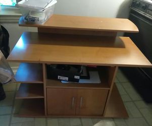 Computer desk and chair and stand for monitor