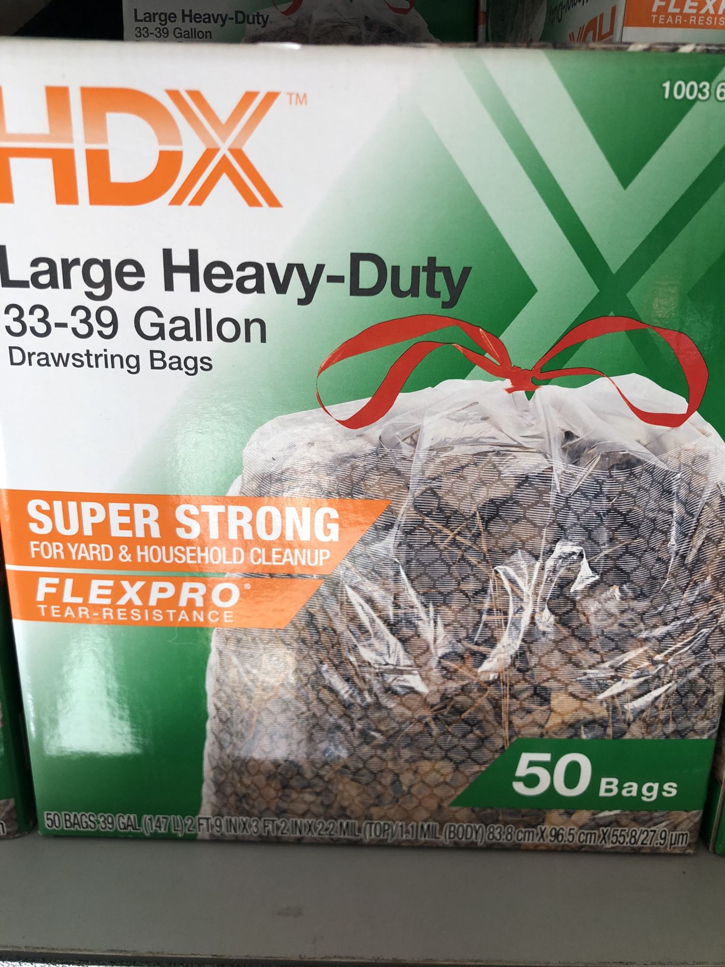 FlexPro 33 Gal. to 39 Gal. Clear Drawstring Outdoor and Yard Trash Bags (50-Count