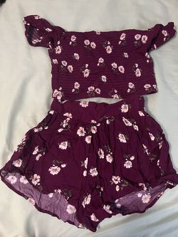 Two piece small woman set shorts and crop top