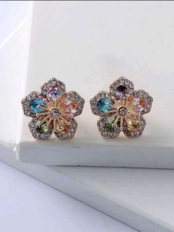 Exquisite Multi-Gemstone Flower Earrings
