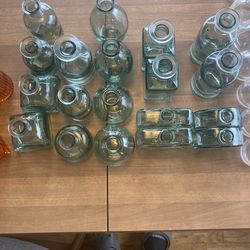 Green tinted bud vases (19x)